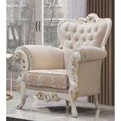 Casa Padrino luxury baroque armchair white/gold - Magnificent living room armchair with elegant pattern - Luxury living room furniture in baroque style - Baroque furniture