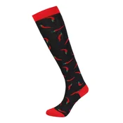 Sokisahtel Nogavice PEPPER merino wool knee-highs with chilies črna