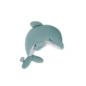 Kaloo Petit Calme Plišasti delfin z vzglavnikom iz sivke za boljši spanec 15 cm