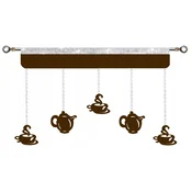 shumee Kuhinjska zavesa Garland GLAMOUR, skodelice za kavo, vrči 150 cm, rjava