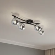 EMIBIG LIGHTING Stropna svetilka Opus, dolžina 84 cm, dimno siva/črna, 4-svetlobna. - Dnevna soba/jedilnica - Sodobni - dimno siva, črna - Kovina