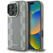 1 to 3 Etui Dkny Kariran Vzorec Magsave Za Iphone 16 Pro Magnetna Bež