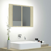 shumee LED kopalniška omarica z ogledalom sonoma hrast 60x12x45 cm
