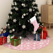 vidaXL Luksuzna podloga za božicno drvce s carapom ružicasta 150 cm
