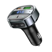 HOCO E70 Bluetooth FM predajnik s punjačem za automobil, USB i Type-C priključcima, 30 W, LED zaslon, CRN