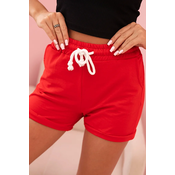 Kesi Womens cotton shorts with elastic and tie at the waist red