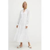 Pamucna haljina Polo Ralph Lauren boja: bijela, maxi, širi se prema dolje, 211935173