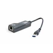 Gembird NIC-U3-02, Žičano, USB, Eternet, 1000 Mbit/s, Crno