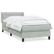 Vidaxl Box spring postelja z vzmetnico svetlo siv 90x220 cm žamet