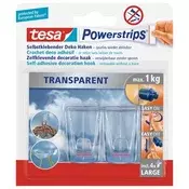 Plasticni kukica s ljepljivom trakom, TESA Powerstrips, prozirna 58813-00000-20