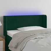 Vidaxl vidaXL Vzglavje postelje z LED diodo temno zeleno 103x16x78/88 cm žametno