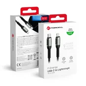 USB C na Lightning kabel Forcell F-Energy PD 3A 27W Cafule 50 cm - crni