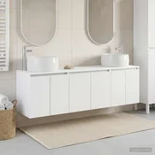 Vidaxl Komplet omaric za kopalnico 3 kos Bela 49,5 x 44,5 x 66 cm