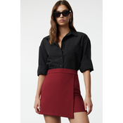 Trendyol Claret Red Double Breasted Woven Shorts Skirt