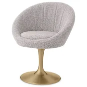 Casa Padrino luxury dining room chair gray/brass 67 x 57 x H. 78.5 cm - Swivel chair in the 60s design - Dining room furniture - Luxury furniture - Luxury furnishings - Dining room furnishings