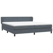 Vidaxl Box Spring postelja z vzmetnicami Temno siva 180x210 cm žamet