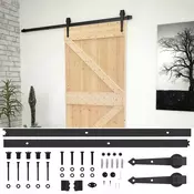 vidaXL Klizna vrata Prirodna i crna 100 x 210 cm Masivna borovina