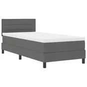Vidaxl Postelja z vzmetnico z vzmetnico Temno siva 90 x 200 cm blago
