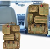 Taktický organizér na sedadlo do auta A-Bežový s Molle systémom, 5 vreciek, odolná tkanina 600D, univerzálna montáž pre SUV, Jeep, nákladné vozidlá, osobné automobily, priedušný, umývateľný, odolný