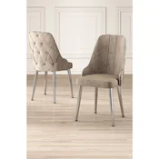 Hanah Home set trpezarijskih stolica Krax 2 kom, kapucino tkanina Babyface, hromirane metalne noge