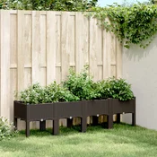 Vrtna sadilica s nogama smeda 160 x 40 x 42 cm PP
