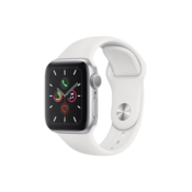 Apple Watch Series 5 GPS, 44mm , srebrni ovitek iz aluminija, z belim športnim pasom