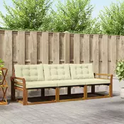 Set vanjskih sofa s jastukom 3 pcs Prirodna i krem