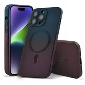 shumee OVITEK ZA iPhone 15 PLUS OMBRE MAGSAFE OJAČANO OHIŠJE TEMNO MODRA + STEKLO