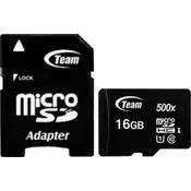 TEAM GROUP Micro SDHC 16GB UHS-I +SD Adapter TUSDH16GCL10U03 crna
