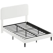 Homestar Enojna posteljna ogrodje Teddy flis oblazinjen vzglavnik 205x151x112 cm Bela