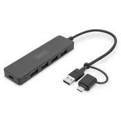 slomart USB 3.0 Hub, 4-portni SlimLine s USB-C suceljem i napajanjem