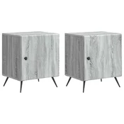 vidaXL Nočna omarica 2 pcs Siva Sonoma 43 x 34,5 x 50 cm