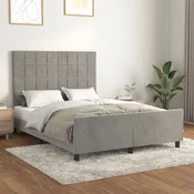 Posteljni okvir brez vzmetnice svetlo siv 140x200 cm žamet
