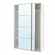 PAX/AULI Garderobna omara z drsnimi vrati, bela/ogledalo, 150x66x236 cm