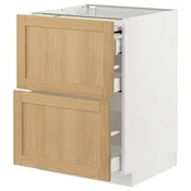 METOD / MAXIMERA Podni elem. s izvlac.rad.površ/3 fi, bela/Forsbacka hrastovina, 60x60 cm