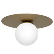 Minimalistična zlata okrogla stropna svetilka O35cm bela steklena krogla ravna 1xE14 15W Luminex