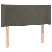 Vidaxl Vzglavje z ušesi temno sivo 103x16x78/88 cm žamet
