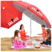 shumee Zložljiv vrtni senčnik za na plažo, dvojni, UV, zložljiv, vodoodporna prevleka