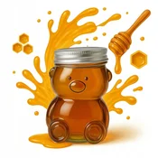 shumee 80 ml steklen kozarec TEDDY z navojnim pokrovčkom za med, tinkture, marmelade, začimbe, okraske