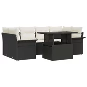 vidaXL vidaXL 7 delni set vrtnih sofas z blazinami Črn Poli Ratan, (22090702)