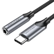 USB-C adapter Vention na 3,5 mm avdio vtič, siv, 0,1 m