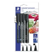 Permanentni marker, komplet, STAEDTLER Lumocolor 60 4 različne debeline, črne barve, 4 kosi