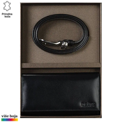 Princ Leather Ženski poklon set novcanik i kaiš, Crni