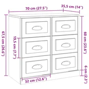 Komoda smedi hrast 70x35,5x67,5 cm konstruirano drvo