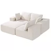 VEVOR Kotna sedežna garnitura v obliki črke L modularna z ležalnikom 2650x1650x570 mm bež