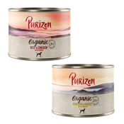 Ekonomično pakiranje Purizon Organic 24 x 200 g - Mješovito pakiranje: 12 x piletina s guščetinom, 12 x govedina s piletinom