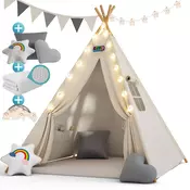 Otroški šotor tipi JULIUS, 120x120x160cm, siva/modra Spielwerk