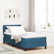 vidaXL vidaXL Box Spring postelja z vzmetnico in LED temno modra 100x200 cm žamet, (22050163)
