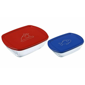 KOMPLET PRAVOKOTNIH KOZARCEV PYREX 2 KOSA, 1,2L+2,5L, STEKLO