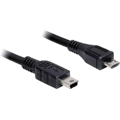 DELOCK Delock USB kabel USB 2.0 USB-mikro-B vtič\, USB-mini-B vtič 1.00 m črna pozlačeni konektorji\, UL-certificirano 83177, (20410202)
